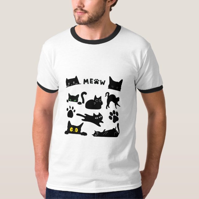 Schwarze Katze T-Shirt (Vorderseite)