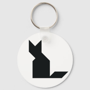 Schwarze Katze Tangram Schlüsselanhänger