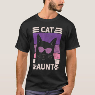 Schwarze Katze Tante Frauen Katzenliebhaber Katze  T-Shirt
