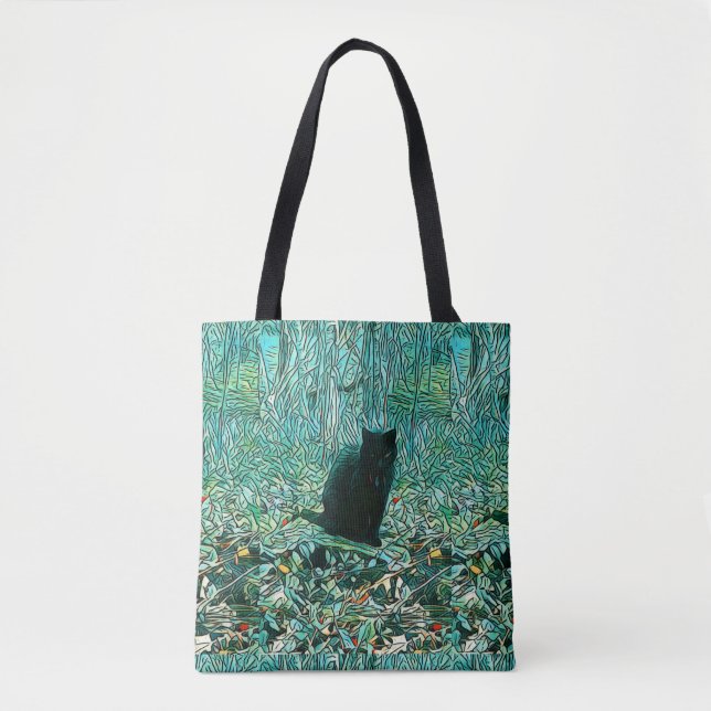 Schwarze Katze Tasche (Vorderseite)
