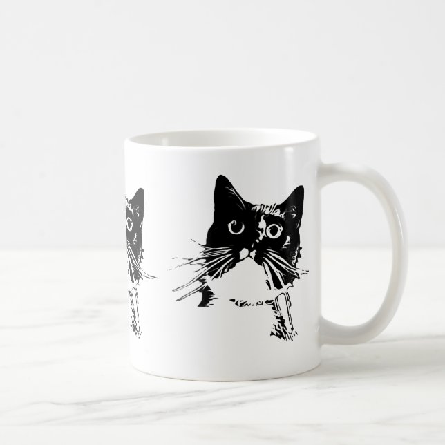 Schwarze Katze Tasse-Junior Kaffeetasse (Rechts)