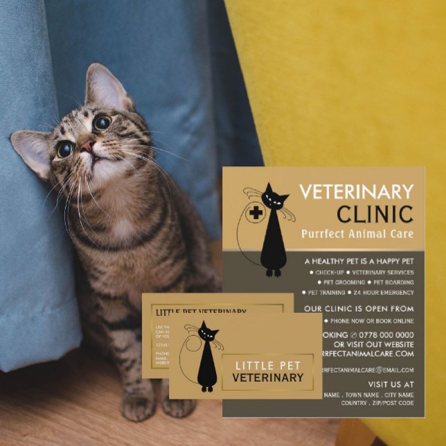 Schwarze Katze, Tierarzt, Veterinärdienst Visitenkarte (Von Creator hochgeladen)