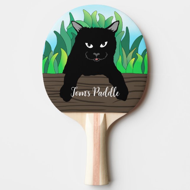 Schwarze Katze Tischtennis Schläger (Vorderseite)