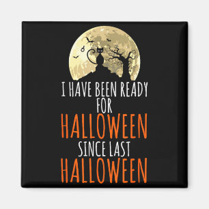 Schwarze Katze toter Baum bereit für Halloween Magnet