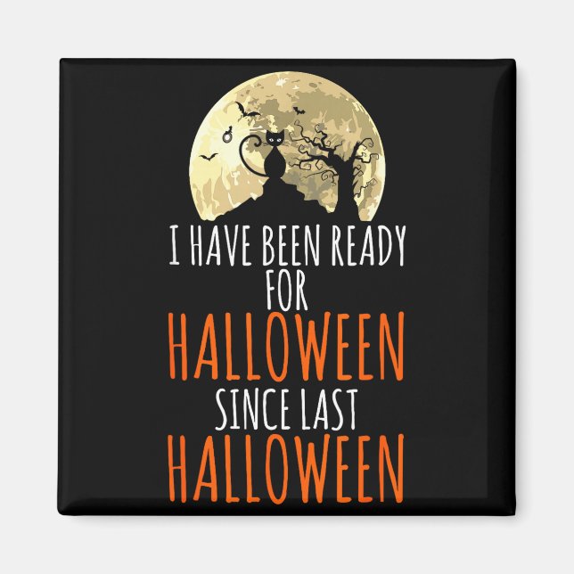 Schwarze Katze toter Baum bereit für Halloween  Magnet (Vorne)