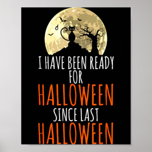 Schwarze Katze toter Baum bereit für Halloween  Poster