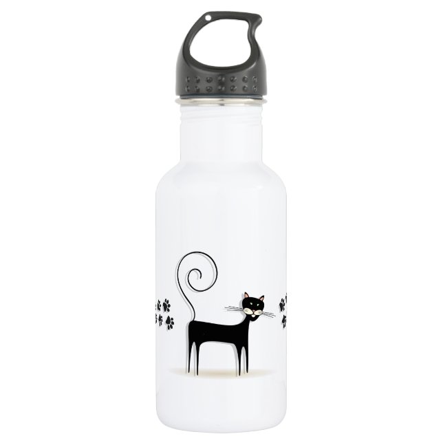 Schwarze Katze Trinkflasche (Vorderseite)