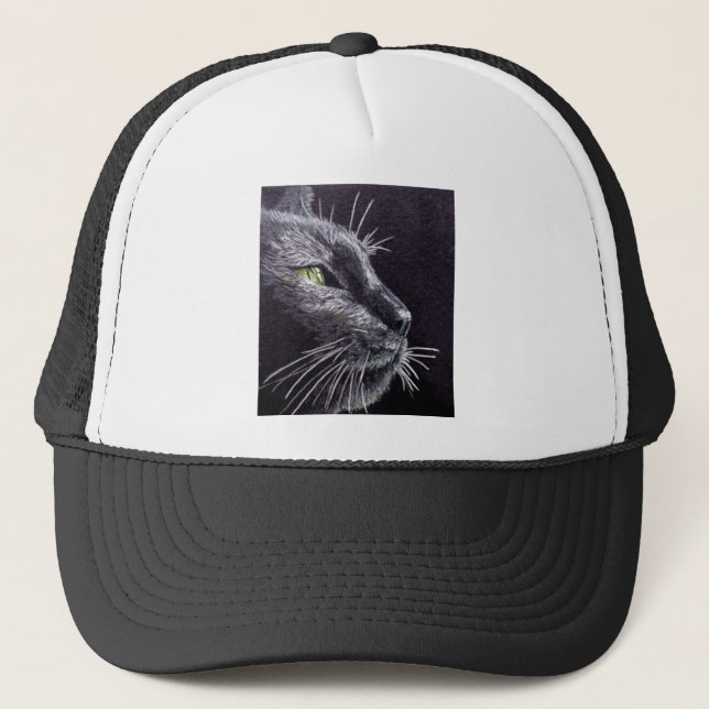 Schwarze Katze Truckerkappe (Vorderseite)