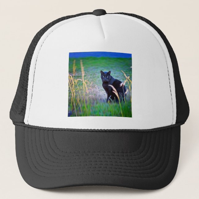 Schwarze Katze Truckerkappe (Vorderseite)