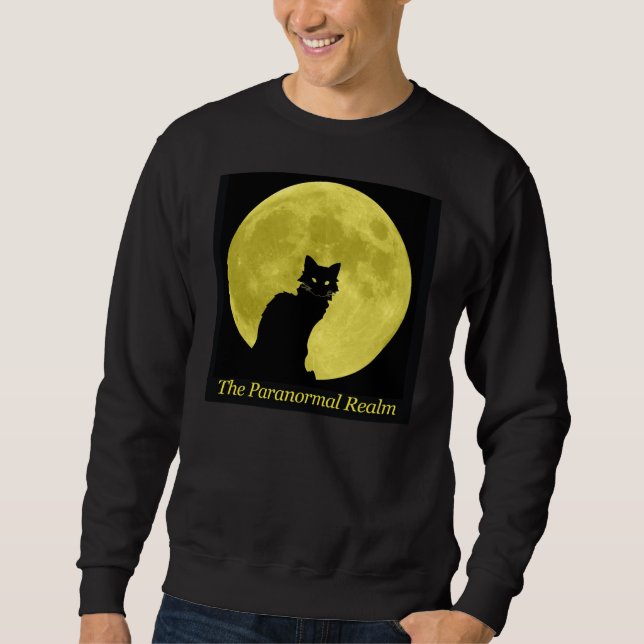 Schwarze Katze u. Pentagram-grundlegendes Sweatshirt (Vorderseite)