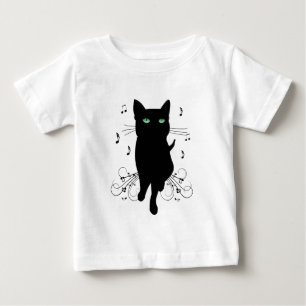Schwarze Katze umgeben von flüsternden Noten der M Baby T-shirt