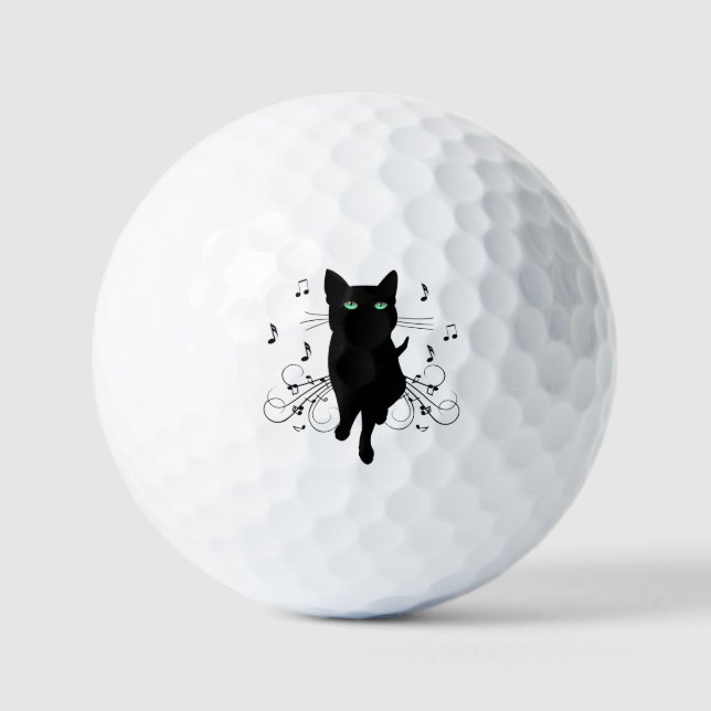 Schwarze Katze umgeben von flüsternden Noten der M Golfball (Vorderseite)