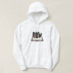 Schwarze Katze und Buch besticktes Comfort Colors Hoodie