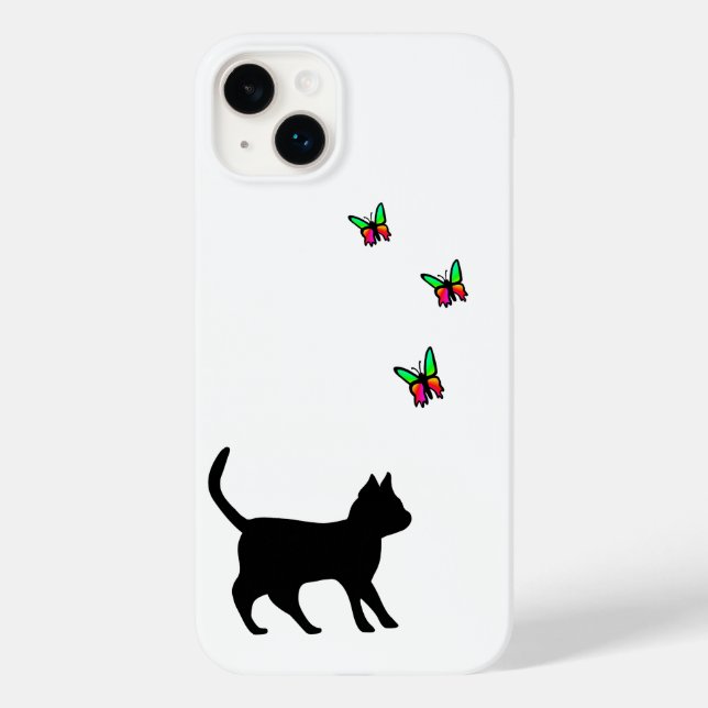 Schwarze Katze und Butterfly Case-Mate iPhone 14 Plus Hülle (Rückseite)