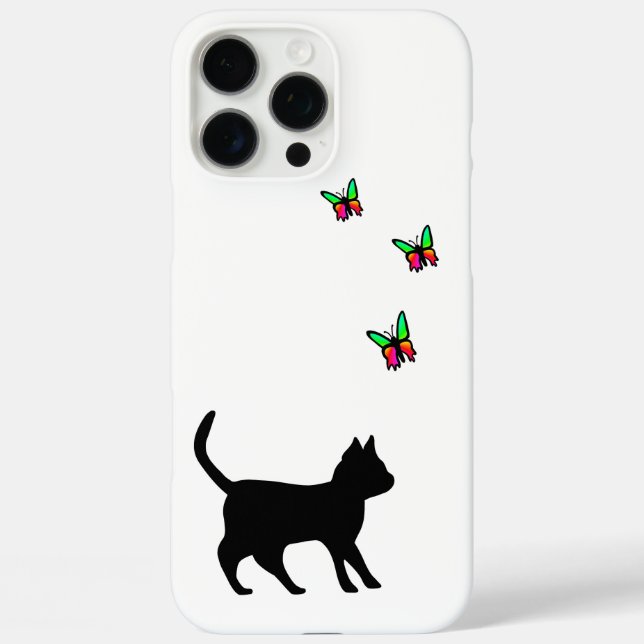 Schwarze Katze und Butterfly iPhone 16 Pro Max Hülle (Rückseite)