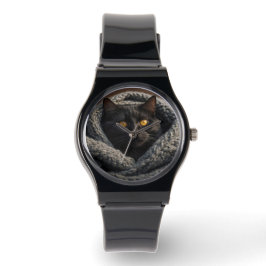 Schwarze Katze und Decken Armbanduhr