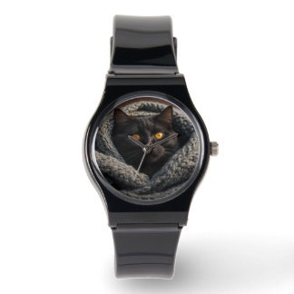 Schwarze Katze und Decken Armbanduhr