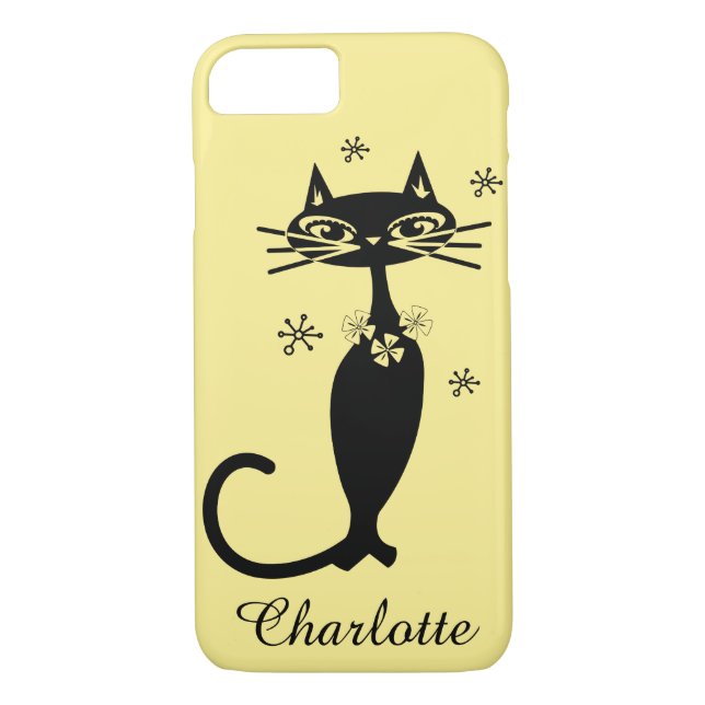 Schwarze Katze und Gold im Mittelalter Case-Mate iPhone Hülle (Rückseite)