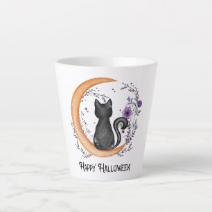 Schwarze Katze und Halbmond zu glücklichen Hallowe Milchtasse
