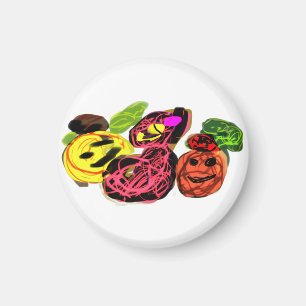 Schwarze Katze und Herbstflamme  Magnet