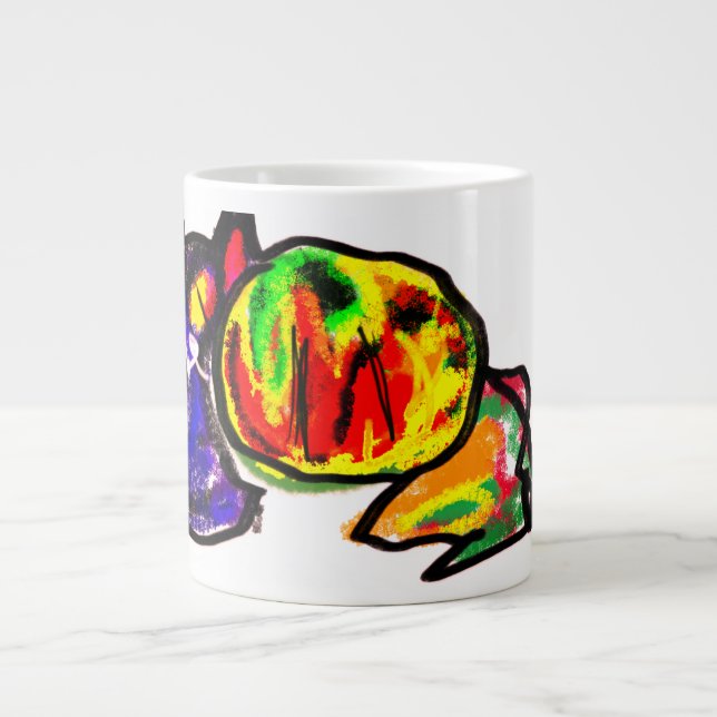 Schwarze Katze und Herbstspass Jumbo-Tasse (Vorderseite)