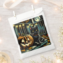 Schwarze Katze und Jack-O-Lantern Halloween