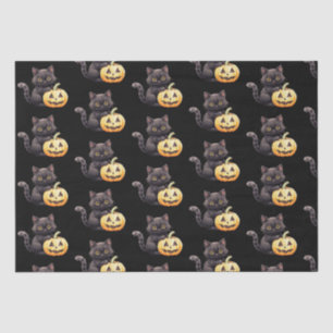 Schwarze Katze und Jack-O' Lantern Pattern Hallowe Seidenpapier