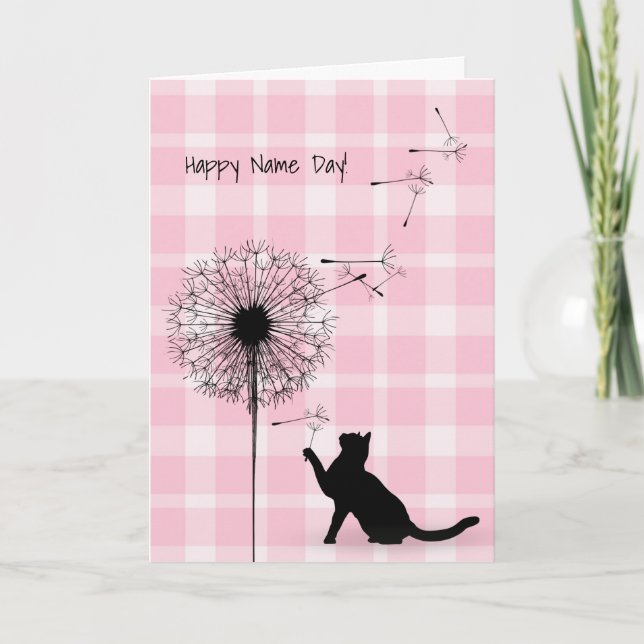 Schwarze Katze und Kronenleuchter Tag Karte (Vorderseite)