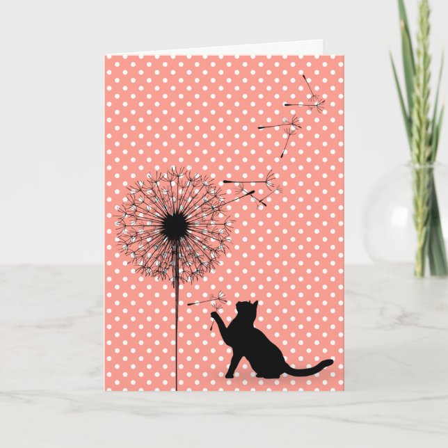 Schwarze Katze und Kronleuchter Geburtstag Karte (Vorderseite)