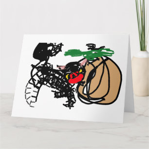 Schwarze Katze und Kürbis lieben Karte