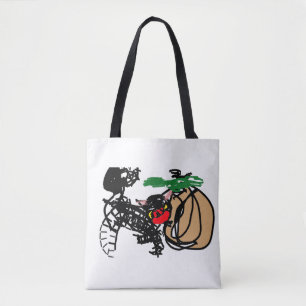 Schwarze Katze und Kürbis lieben Tasche