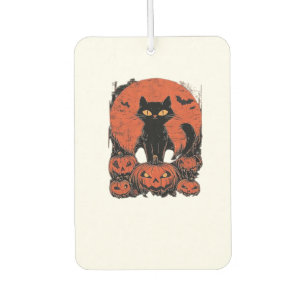 Schwarze Katze und Kürbisse � Halloween T-Shirt Ar Autolufterfrischer