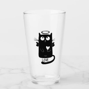 Schwarze Katze und Liebe Glas