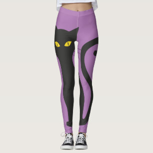 SCHWARZE KATZE- UND PINKYOGA-PANTE LEGGINGS