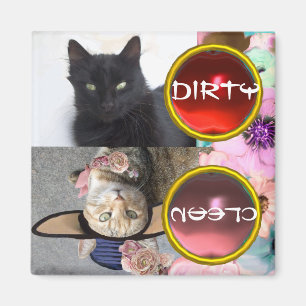 SCHWARZE KATZE- UND PRINZESTATUR SCHWANKER SAUBER MAGNET