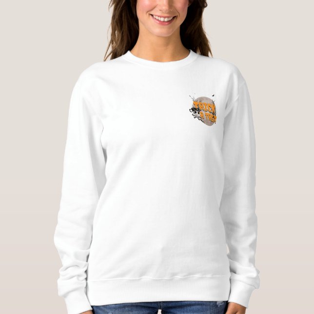 Schwarze Katze und Schädel-Halloween-Party trick o Sweatshirt (Vorderseite)