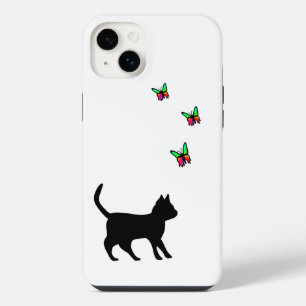 Schwarze Katze und Schmetterling iPhone 14 Plus Hülle