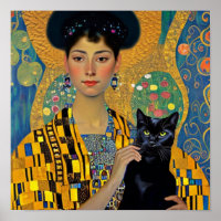 Schwarze Katze und schöne Frau