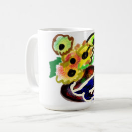 Schwarze Katze und Sonnenblumen Kaffeetasse