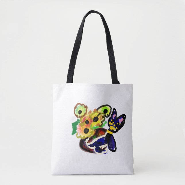 Schwarze Katze und Sonnenblumen  Tasche (Vorderseite)