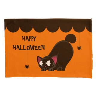 Schwarze Katze und Spinne Halloweens Kissenbezug