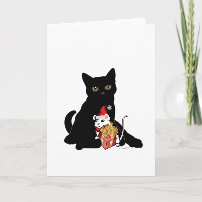 Schwarze Katze und weiße Maus Weihnachten (Vorderseite)