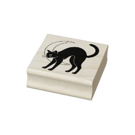 Schwarze Katze und zunehmender Mond Linienkunst Gummistempel