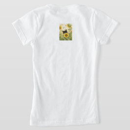 Schwarze Katze unter Sonnenblumen – Süße Wildblume T-Shirt