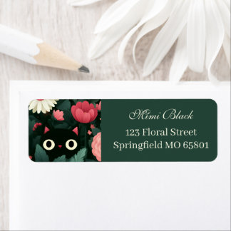 Schwarze Katze versteckt in rosa Blume grüner Hint