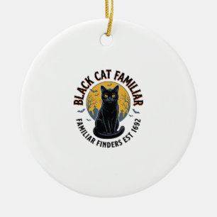 Schwarze Katze Vertrauter Vintage-Halloween-Rettun Keramik Ornament