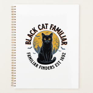 Schwarze Katze Vertrauter Vintage-Halloween-Rettun Planer
