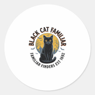 Schwarze Katze Vertrauter Vintage-Halloween-Rettun Runder Aufkleber