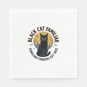 Schwarze Katze Vertrauter Vintage-Halloween-Rettun Serviette