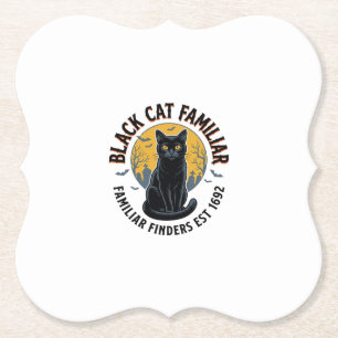 Schwarze Katze Vertrauter Vintage-Halloween-Rettun Untersetzer